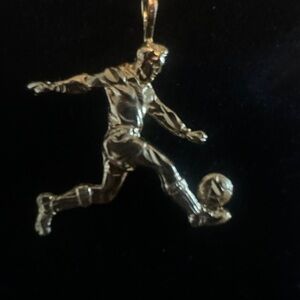 14K Gold Soccer Player Charm Pendant